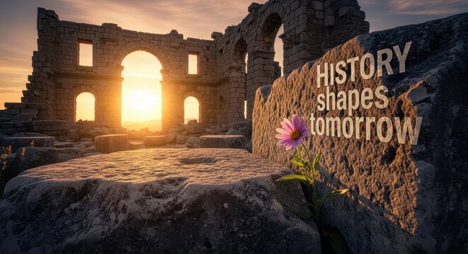Ancient Roman Ruins Illuminated By a Golden Sunset