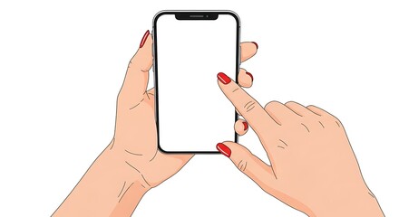 Woman holding smartphone with blank screen