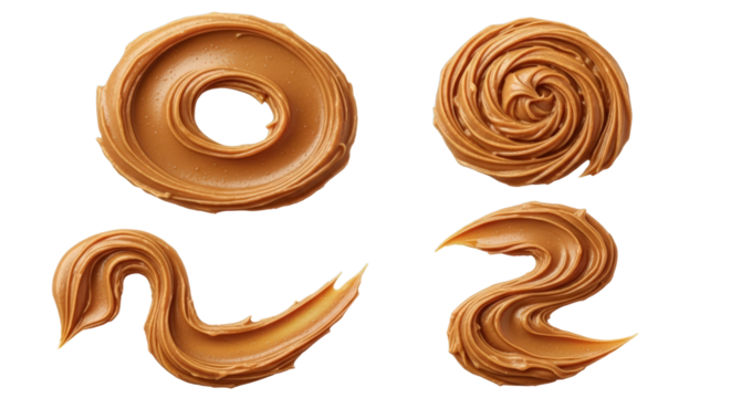 Creamy Peanut Butter Swirls And Strokes On Transparent Background