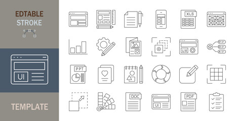 Template icon set. Editable line icons. Vector illustration.