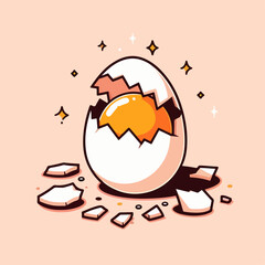 Cracked egg cartoon illustration