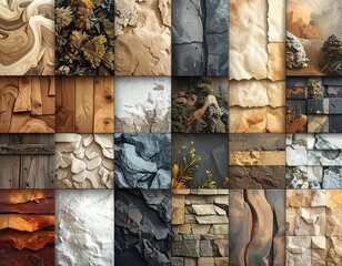 Collection of varied textured panels
