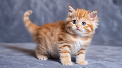 Ginger tabby kitten adorable pet portrait cute orange cat domestic feline animal studio shot