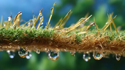 Dew Drops on Moss: Nature's Macro Beauty, Water, Ecology