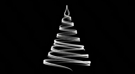 Ethereal holiday design with a flowing white light trail in a cone shape