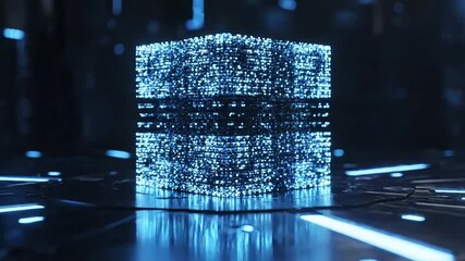 Futuristic technology data block with glowing light trails and digital flow, perfect for illustrating innovation and advanced connectivity concepts in action - Powered by Adobe