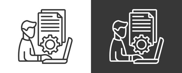 Document Management Icon Set Vector Collection Isolated In Black And White
