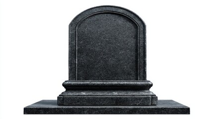 Beautiful photo of isolated blank black granite tombstone.