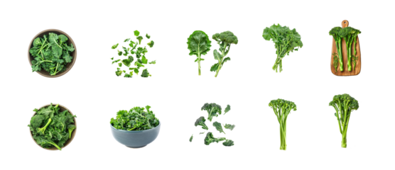 Collection of Broccoli Raab isolate on transparency background