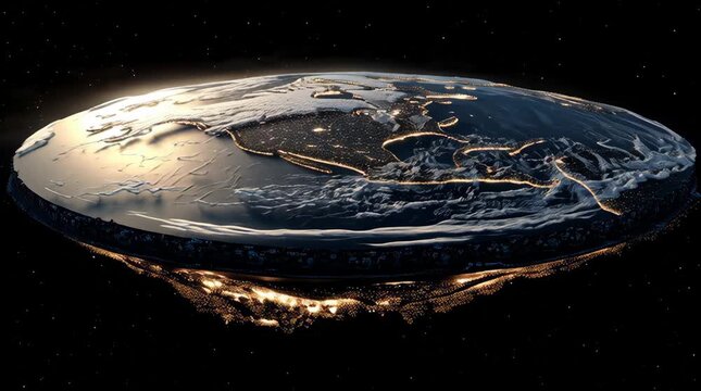 Flat Earth 3D Model Animation Showing Day and Night Cycle, Ancient Geocentric Universe Concept