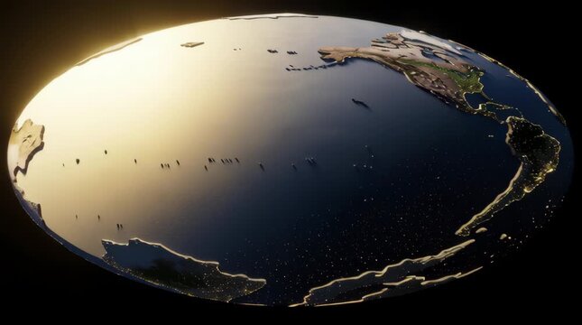 Flat Earth 3D Model Animation Showing Day and Night Cycle, Ancient Geocentric Universe Concept