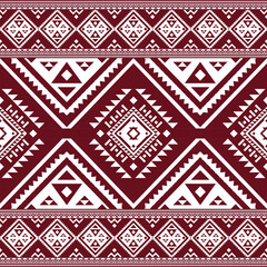 Maroon Tribal Geometric Diamond Seamless Pattern