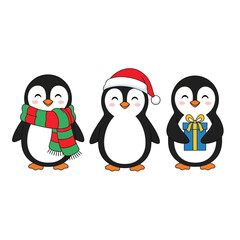 Fototapeta premium Festive Penguins Wearing Holiday Gear