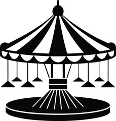 Merry go round carousel silhouette vector, amusement park ride © Pollob ray pagol