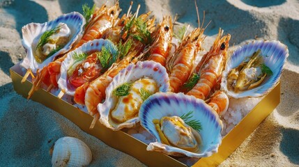 Fresh Seafood Platter: Prawns, Oysters, Beach Dining