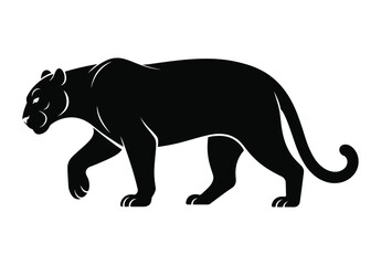 Naklejka premium Black Panther Silhouette: Power, Wild Cat, Stalking, Mascot Logo