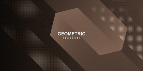 Abstract brown geometric background with diagonal shapes and halftone pattern. Modern Trendy design in Vector Illustration