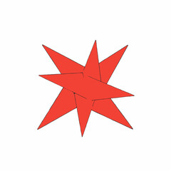 Illustration of a red starburst shape with multiple pointed star segments