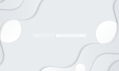 Abstract White and Gray Paper Cut Art with Curved Shapes and Shadows. Futuristic Technology Concept