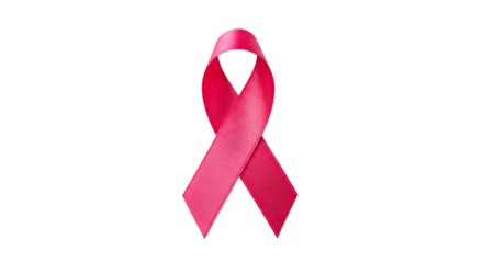A bright pink ribbon stands out against a stark black background symbolizing breast cancer awareness and support