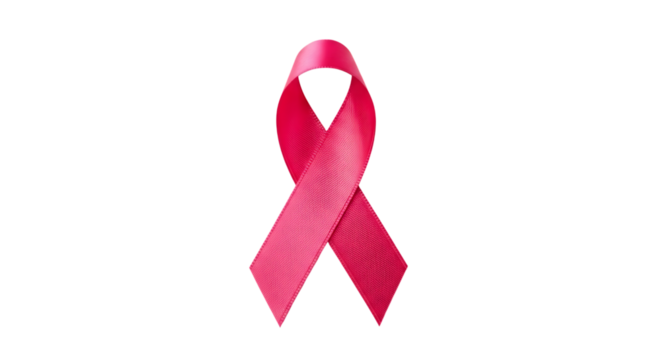 A bright pink ribbon stands out against a stark black background symbolizing breast cancer awareness and support