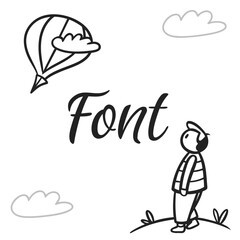 Illustration of a hot air balloon and a person looking up