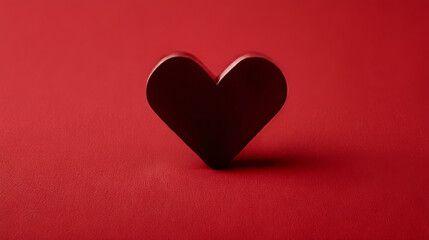 Dark red heart shape, romantic and intense, expressing love or passion, on a vibrant red textured background