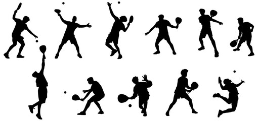 Padel Tennis Players Silhouette Vector Set