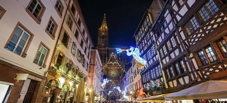 Strasbourg Christmas Market at the Merciere Street in Alsace, France