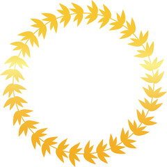 Golden Laurel Wreath Frame On Transparent Background Award Victory Success Triumph Celebration Royalty Elite Emblem Circular Border