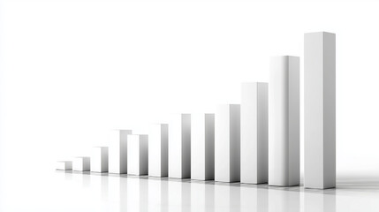 Fototapeta premium White Rising Bar Chart Business Growth Increase Minimal Data Visualization Concept