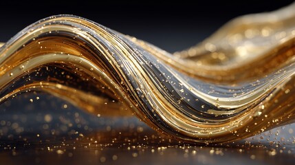 Close-Up Of Luxurious Gold Wave Abstract Background With Shimmering Light