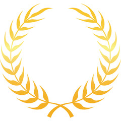 Golden Laurel Wreath Award Symbol Transparent Background With Gradient Effect Representing Victory Success Achievement And Excellence