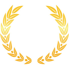 Obraz premium Golden Laurel Wreath Circular Decoration With Gradient Effect And Transparent Background