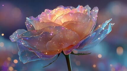 Surreal Luminous Rose Blooming Amid Vast Cosmic Backdrop Of Light And Color