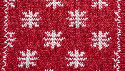 Red knitted sweater with white snowflakes festive holiday season textile