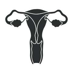 Uterus logo flat design, uterus icon. Female reproductive organ, simple hand drawn organ vector illustration, flat design element. Illustration design for, logo, symbol, icon, and emblem.	