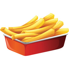 Golden French Fries In A Red Dish Isolated On A Transparent Background With A Light Sprinkle Of Salt And Pepper Perfect For A Quick Snack Or Side Dish