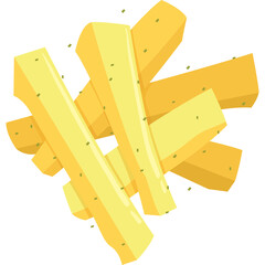 Golden French Fries Seasoned With Herbs Against A Transparent Background