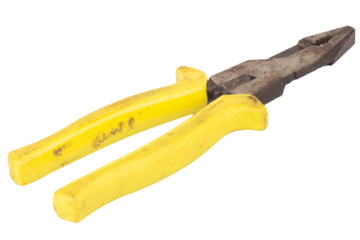 Yellow Steel Pliers Isolated on White Background