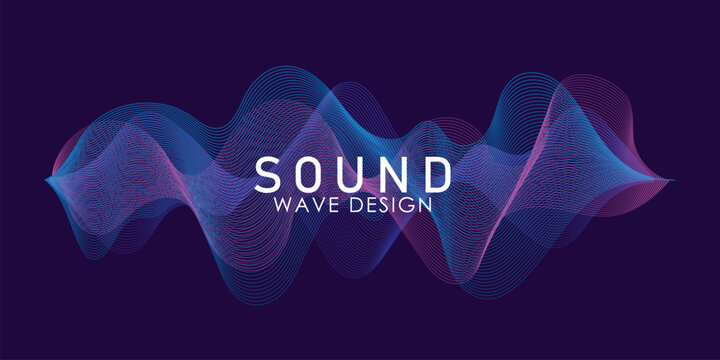 Music waves with glowing frequency lines. Sound abstract background