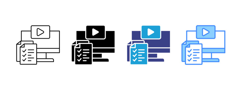 Content Plan icon set multiple style collection