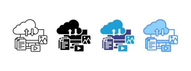Naklejka premium Retrieval icon set multiple style collection
