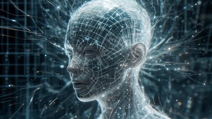 Futuristic glass-like eye structure glowing with orange neural light representing artificial intelligence and perception