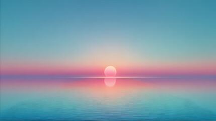 Serene Sunset Over Calm Water with Gradient Sky and Reflected Light Creating a Tranquil Atmosphere For Peaceful Moments in Nature