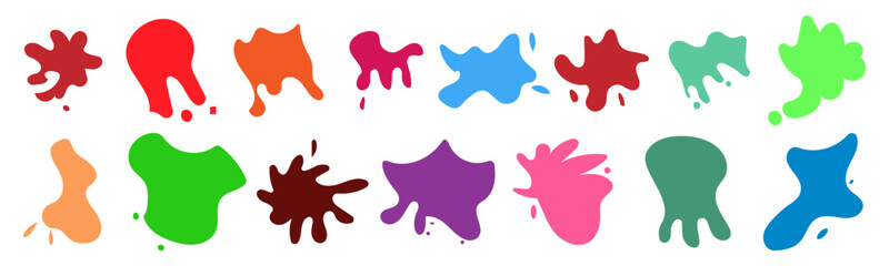 Web Paint Splatters, Liquid Blobs, Cartoon Style, Organic Forms, Vibrant Vector, Abstract Shapes, Graffiti Art, Drip Painting, Kids Design, Comic Elements, Splash Effect, Fun Backgrounds
