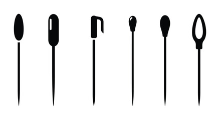 Collection of various push pins symbol for office school and craft supplies