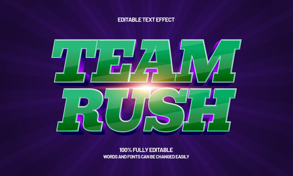 team rush editable esport team text effect for gaming logo design