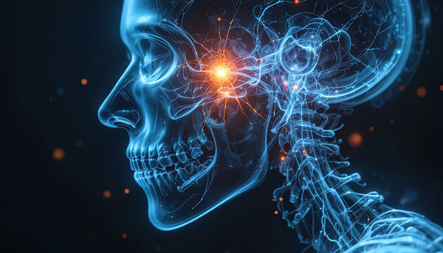 Stunning anatomical rendering of human brain activity with glowing neural connections, perfect for medical research or innovative technology concepts