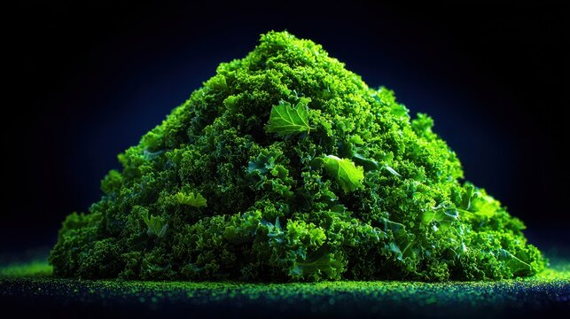 A pile of fresh chopped kale with vibrant green leaves - Powered by Adobe